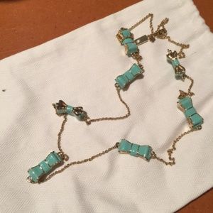 Turquoise and Gold Kate Spade Bow Necklace